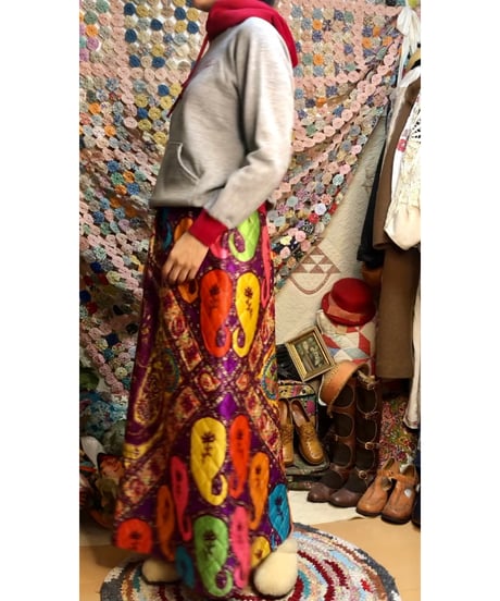 70s paisley quilting skirt