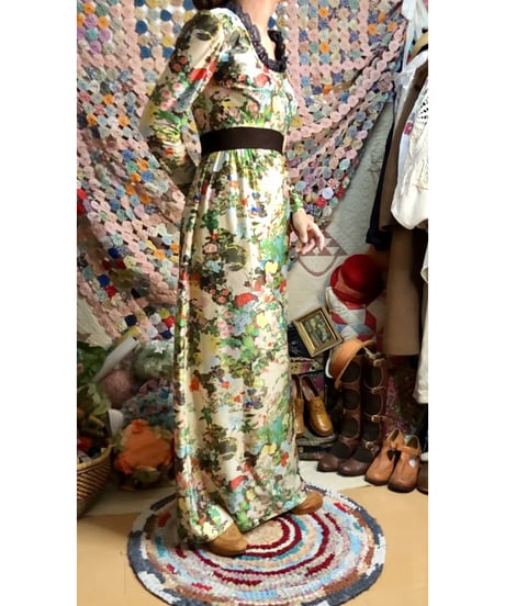 60-70s floral oriental dress