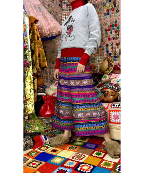 60-70s quilted wide leg pants