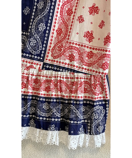 70s bandanna print wide leg pants
