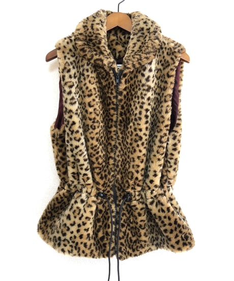 80s faux fur leopard vest