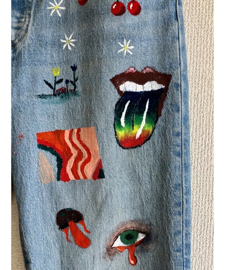 hand painted denim pants