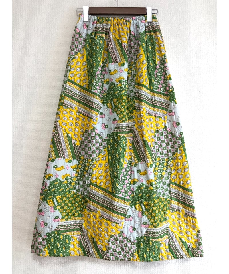 70s vintage パッチワークプリント キルティングスカート 