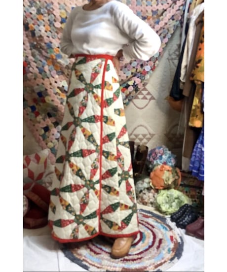 patchwork print quilting wrap skirt