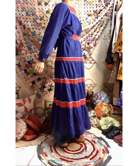 70's polka dots tiered dress