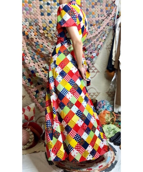 70's patchwork print dress