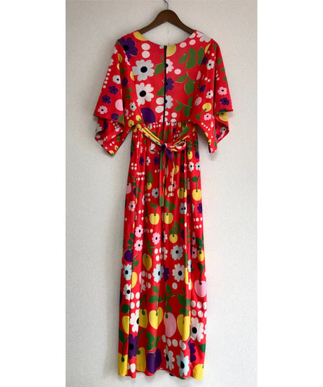 70s fruits and flower dress