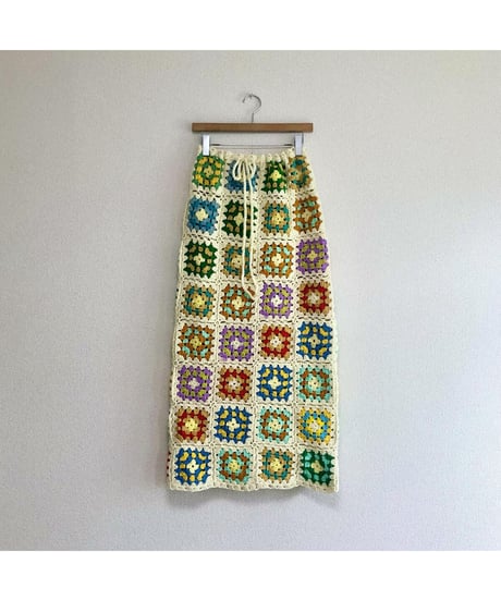 granny square skirt beige