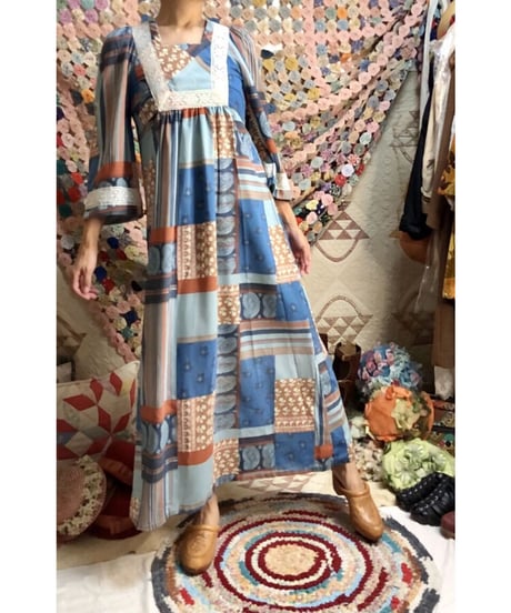 70's patchwork print dress