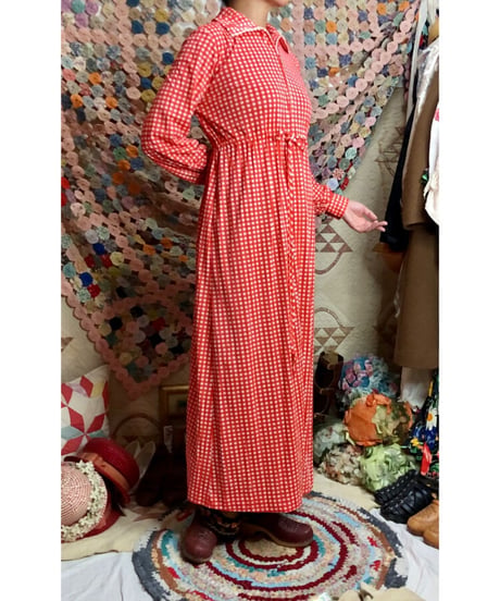 70s checkered polyester dress