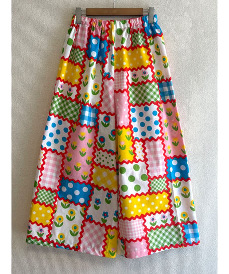 patchwork print super wide leg pants A（70s fabric）