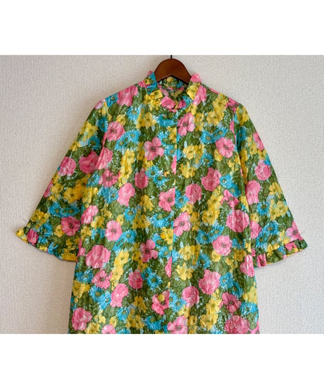 60s emboss flower robe
