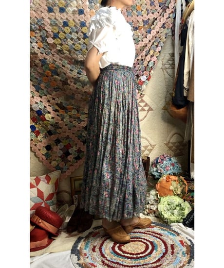 indian cotton skirt green flower