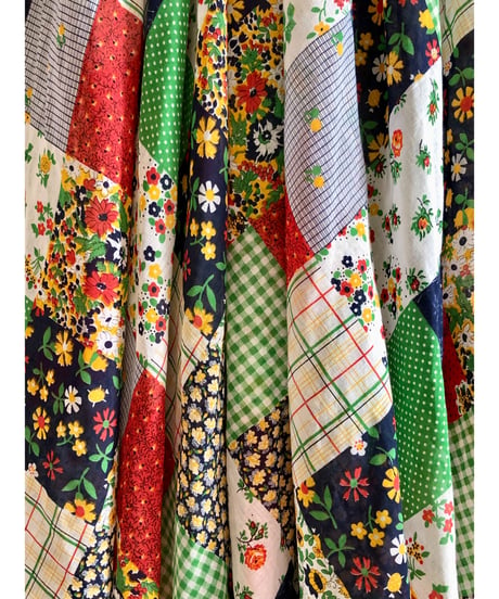 70s patchwork print dress