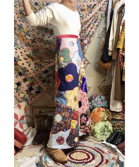 vintage patchwork quilt flower skirt