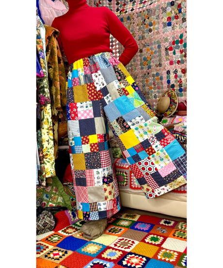 70s patchwork wide leg pants