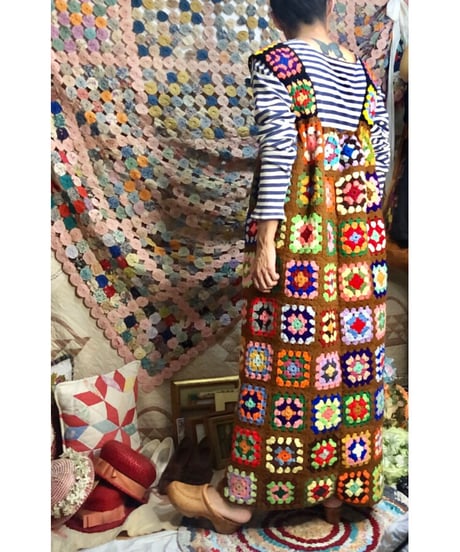 granny square one-piece brown