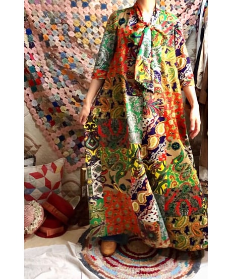 patchwork print paisley dress