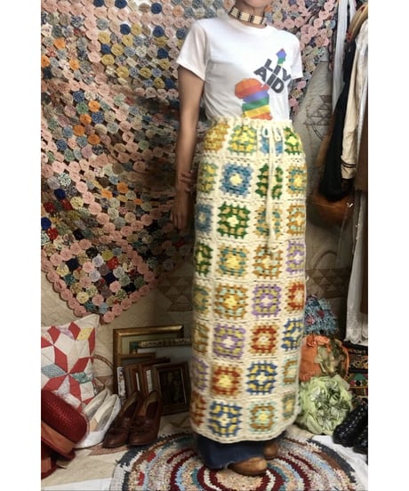 granny square skirt beige