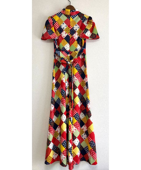 70's patchwork print dress