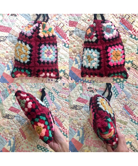 granny square vest and bag burgundy