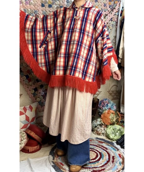 plaid fringe cape