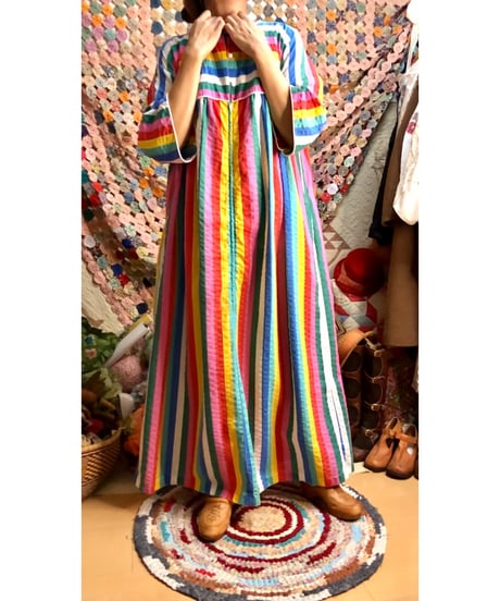 70s mulch stripe easy dress
