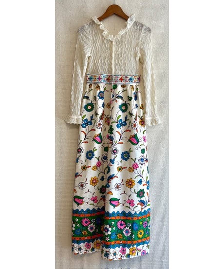 70s flower empire dress