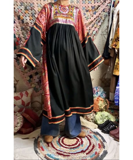 70's mirror work embroidered dress