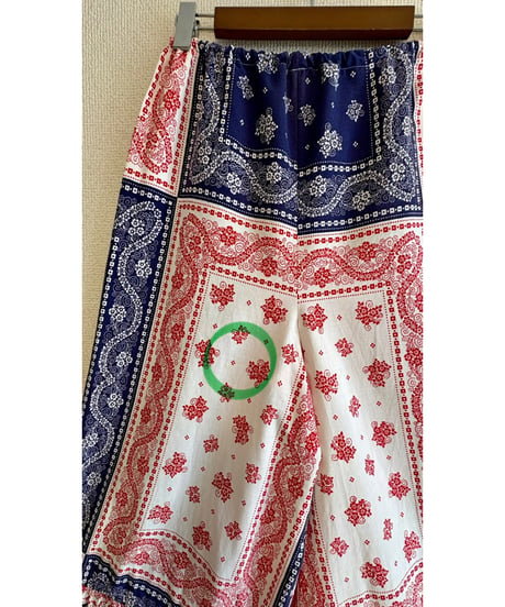 70s bandanna print wide leg pants