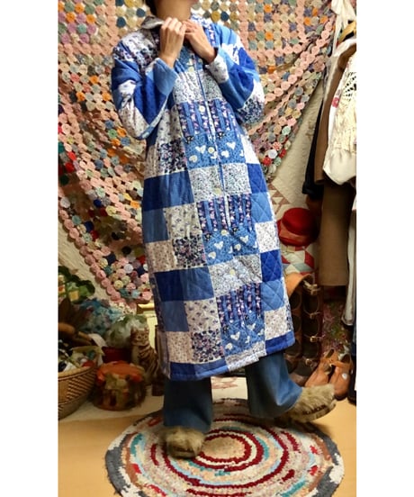 patchwork print quilting coat
