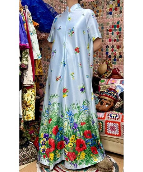 70-80s flower dress