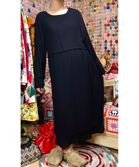 80s black layer dress