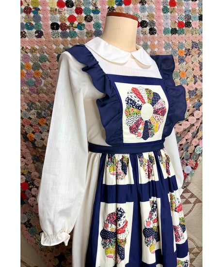 70s patchwork print apron dress