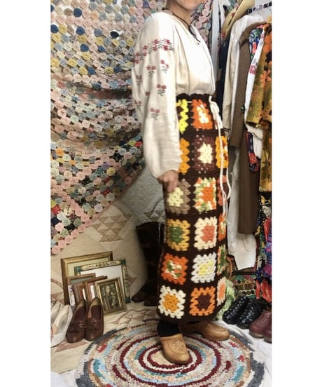 granny square skirt brown