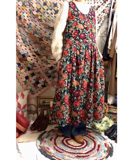 corduroy flower one-piece