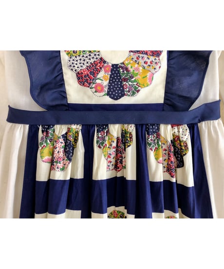 70s patchwork print apron dress