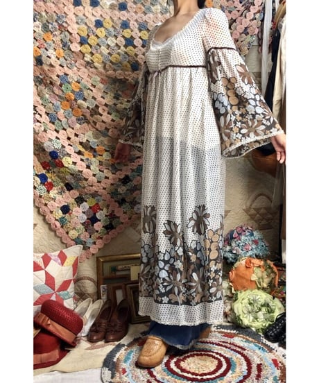 botanical flare sleeve one-piece