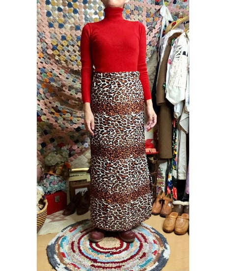 70s quilting leopard skirt