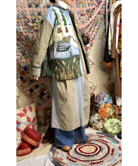 patchwork animal motif quilting jacket