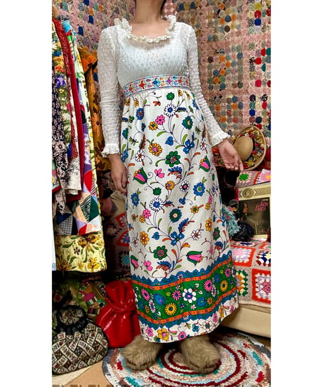 70s flower empire dress