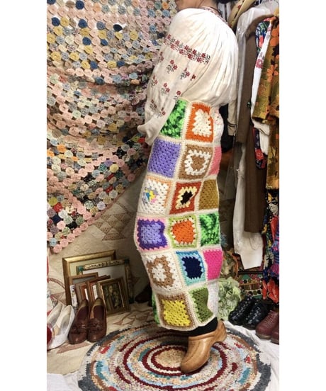 granny square skirt white