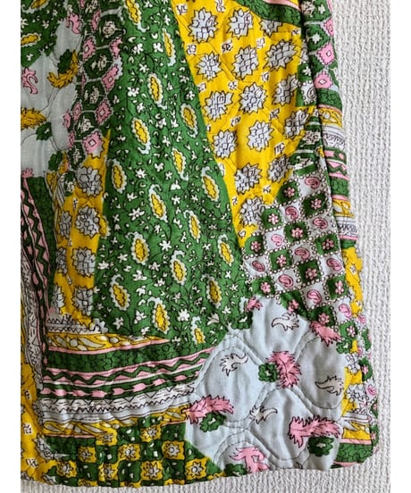 70s patchwork print quilted skirt