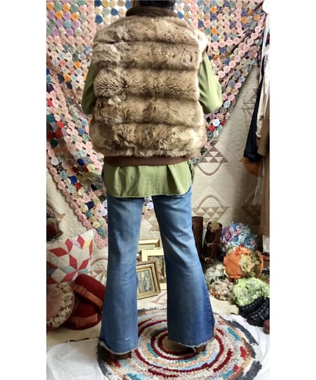 70-80's hansa branta by stearns faux fur down vest