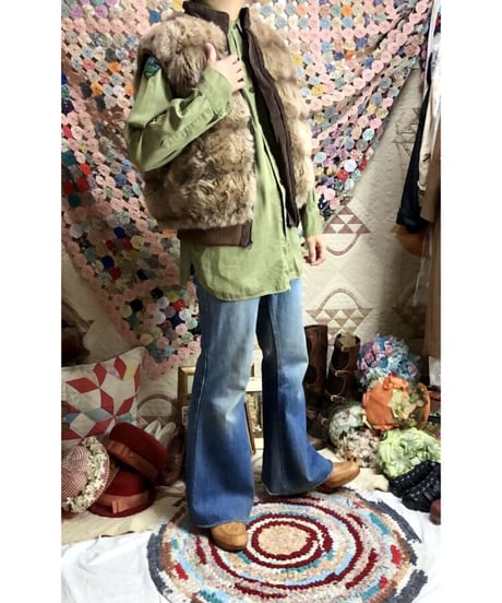 70-80's hansa branta by stearns faux fur down vest