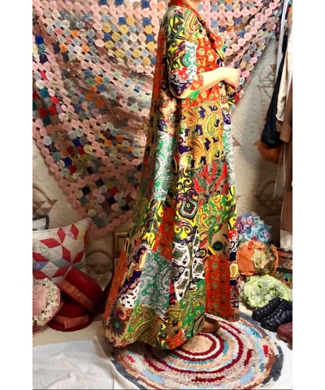 patchwork print paisley dress