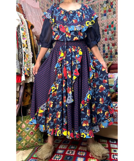 80s LACHINE flower dress