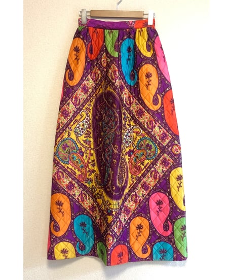 70s paisley quilting skirt
