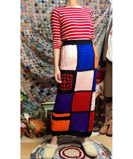hand knit colorful skirt
