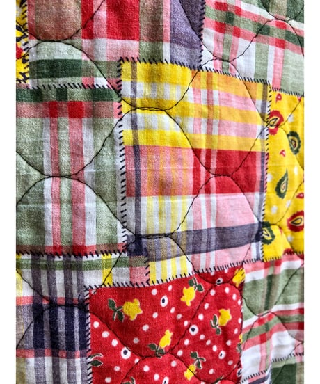 70s patchwork print quilted skirt